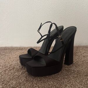 Steve Madden Satin Black Platform Sandals